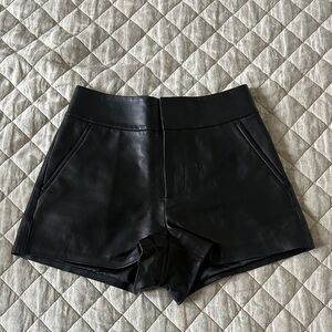 Alice + Olivia Black High Waist Leather Shorts